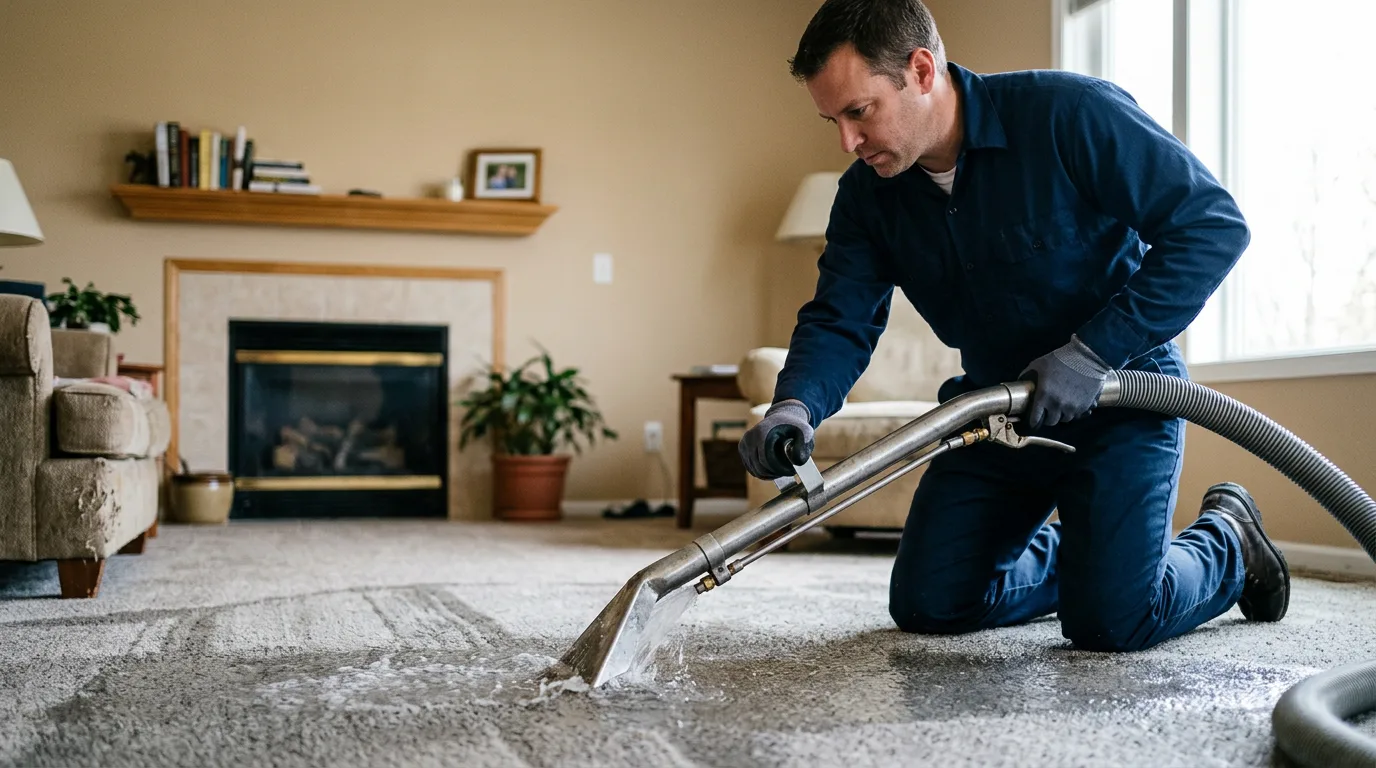 Water damage restoration technician working near Brady, NE